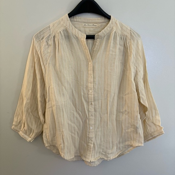 Marie Louise De Monterey Cream Striped Cotton Blouse Size 8 (AUS) 4 (US) - Picture 1 of 11